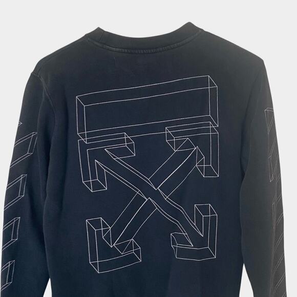 OFF-WHITE 3D Line Diag Arrows Logo Sweatshirt in Washed Black, Size Small - Picture 7 of 16